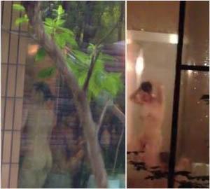 研修風呂　植木の外から・・・①