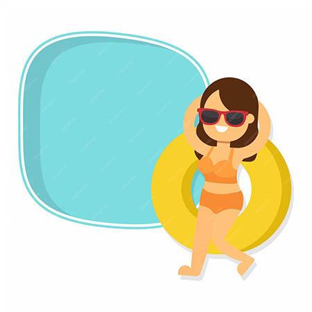 プールでビキニ達のチラ
