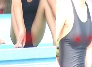 スクミ少女の競泳 飛び出る乳首